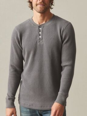 American Giant Men's XL Gray Waffle Long Sleeve Crew NWOT